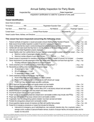 Document preview: Form PWD1208B Annual Safety Inspection for Party Boats - Sample - Texas