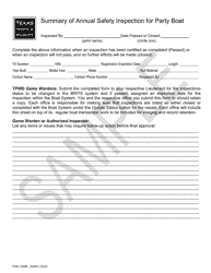 Form PWD1208B Annual Safety Inspection for Party Boats - Sample - Texas, Page 2
