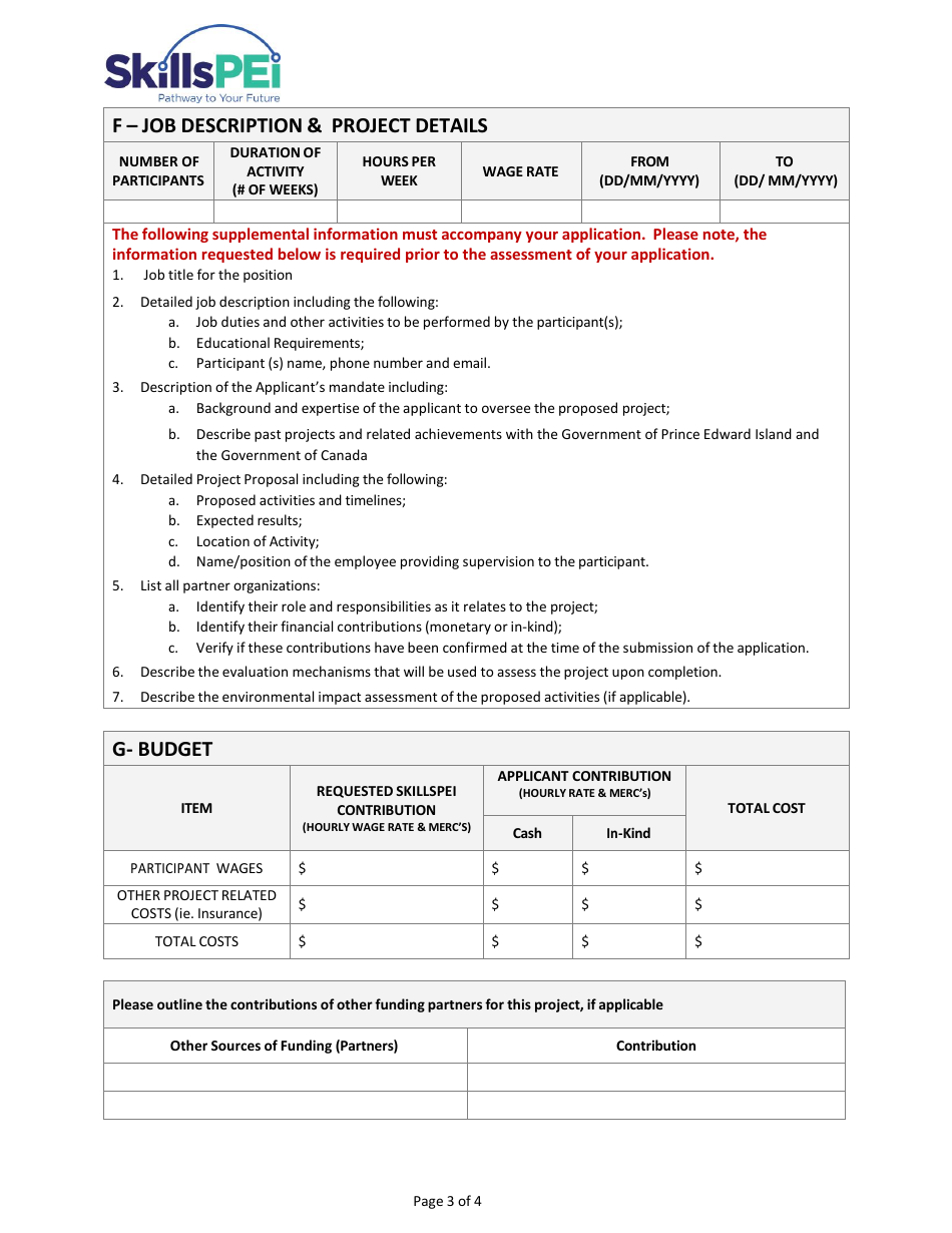 Application for Organizations - Work Experience Pei - Prince Edward Island, Canada, Page 3
