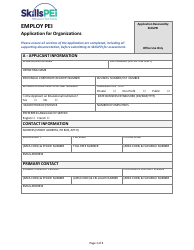 Document preview: Employ Pei Application for Organizations - Prince Edward Island, Canada