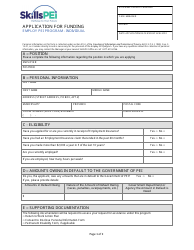 Application for Funding - Employ Pei Program - Individual - Prince Edward Island, Canada