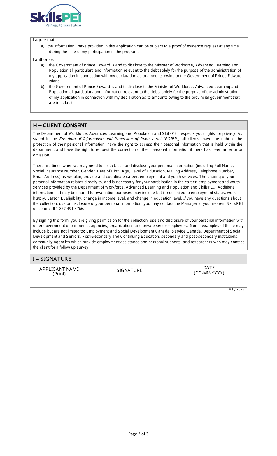 Application for Funding - Training Pei Program - Healthcare Priorities Pilot - Prince Edward Island, Canada, Page 3
