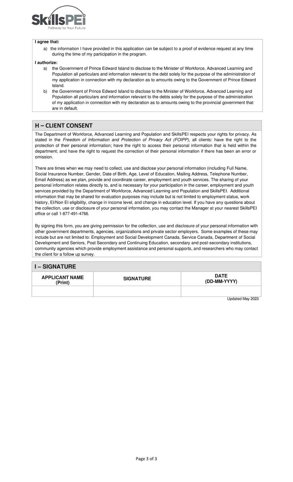 Application for Funding - Training Pei Program - Prince Edward Island, Canada, Page 3