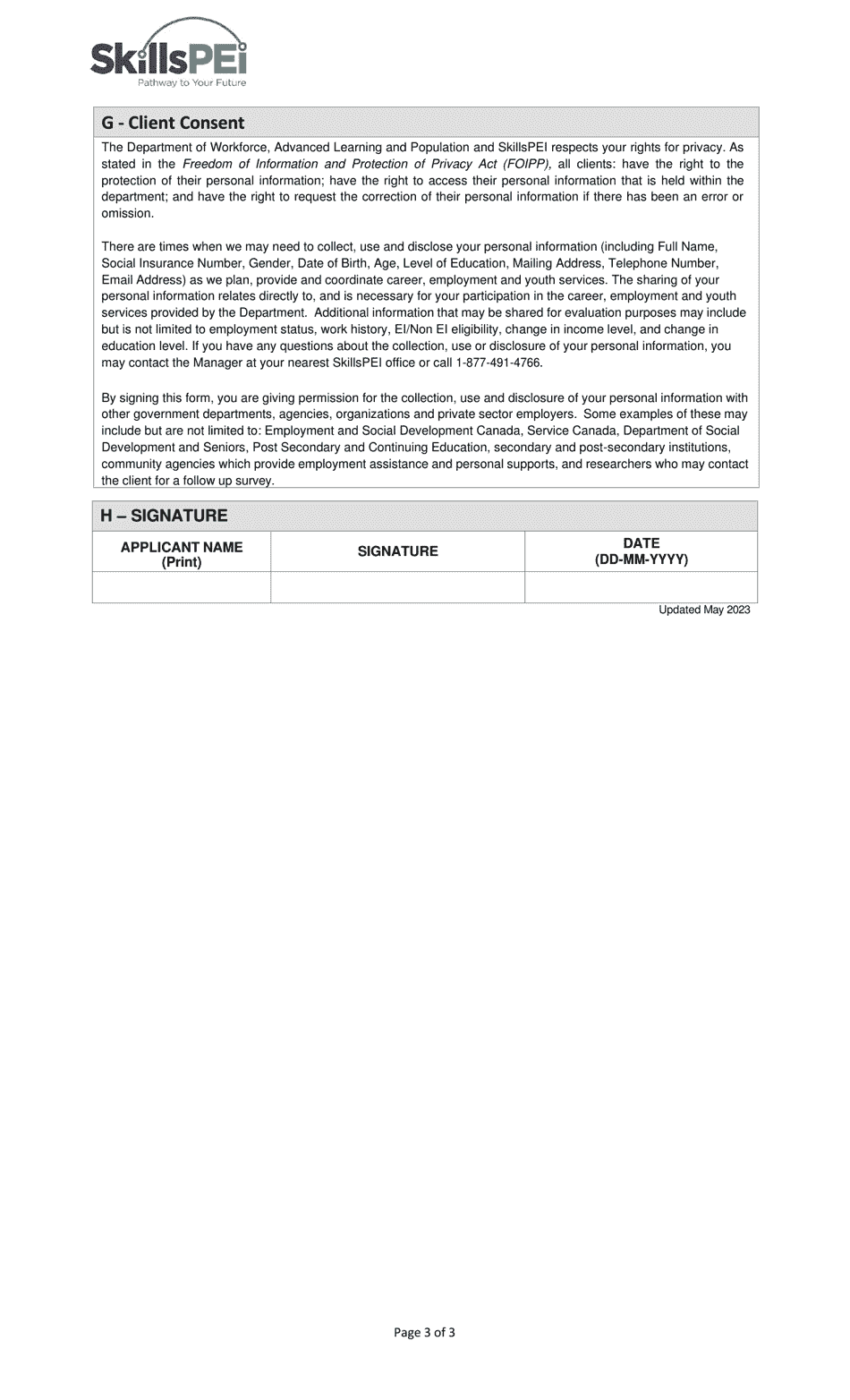 Application for Funding - Training Pei Program - 2nd Year - Prince Edward Island, Canada, Page 3
