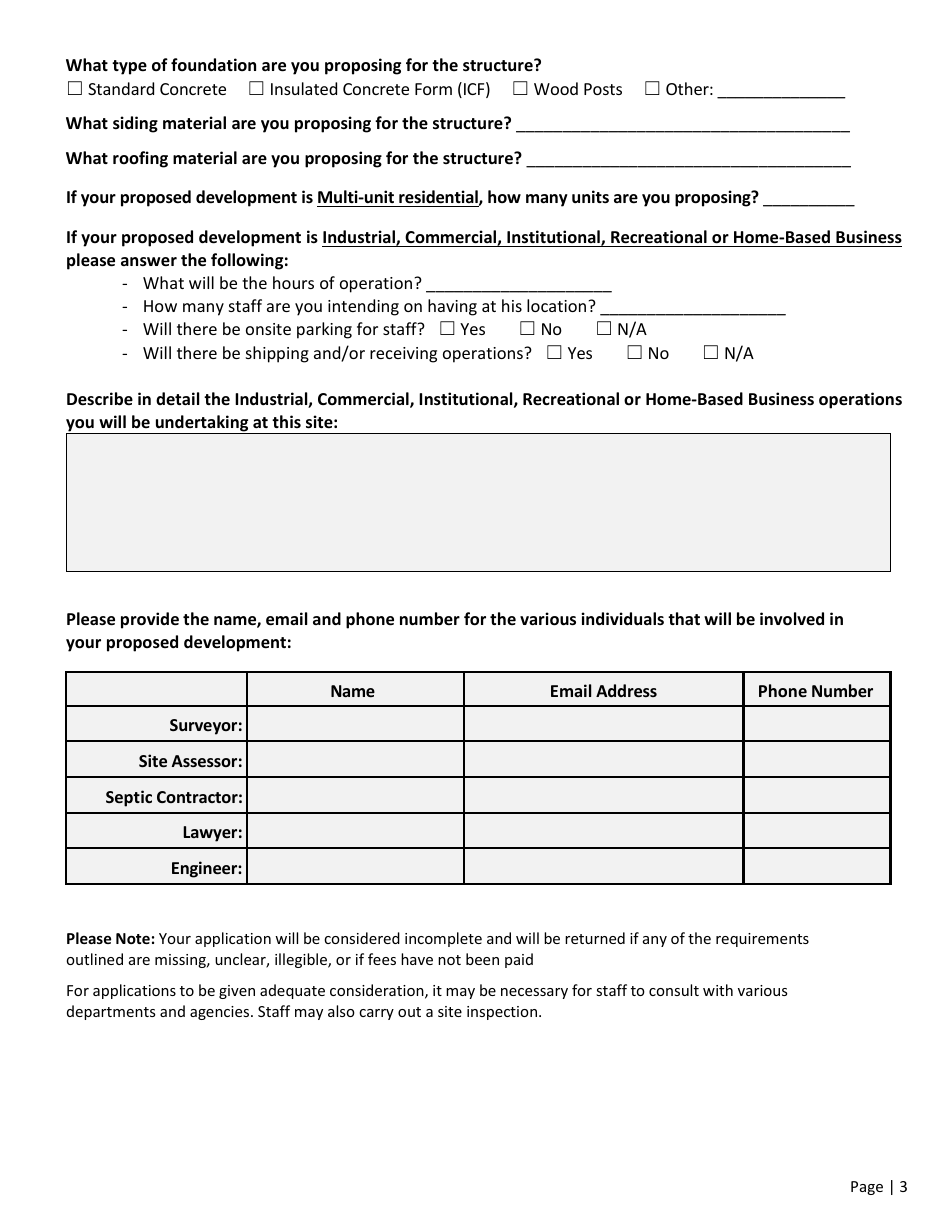 Development Permit Application - Prince Edward Island, Canada, Page 3
