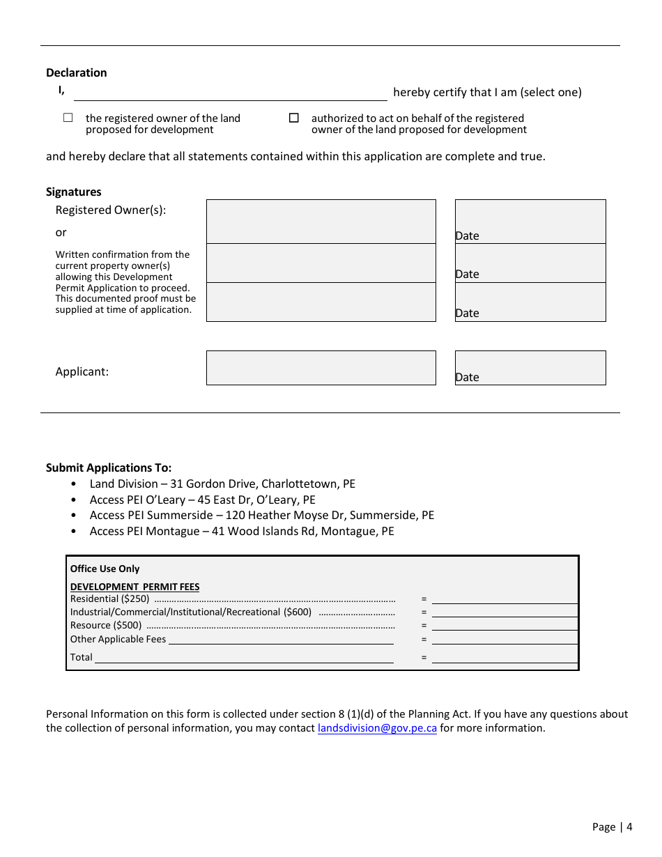 Development Permit Application - Prince Edward Island, Canada, Page 4