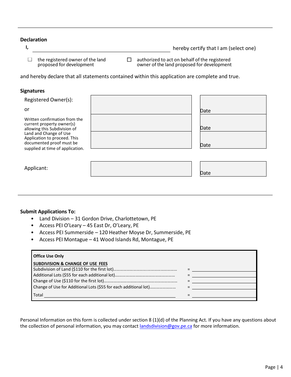Subdivision of Land and Change of Use Application - Prince Edward Island, Canada, Page 4