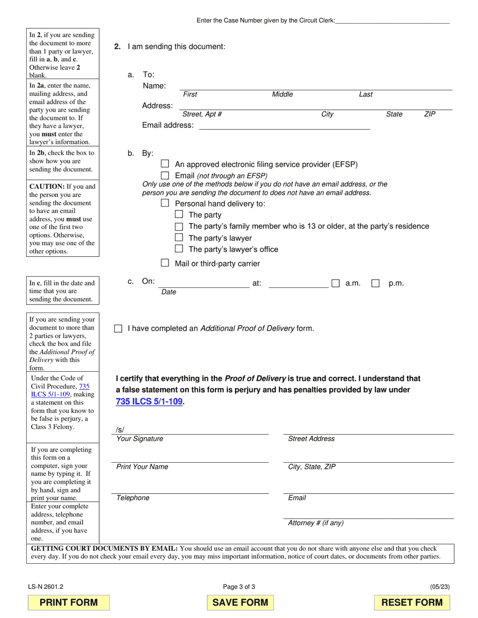 Form LS-N2601.2 Notice of Limited Scope Appearance - Illinois, Page 3