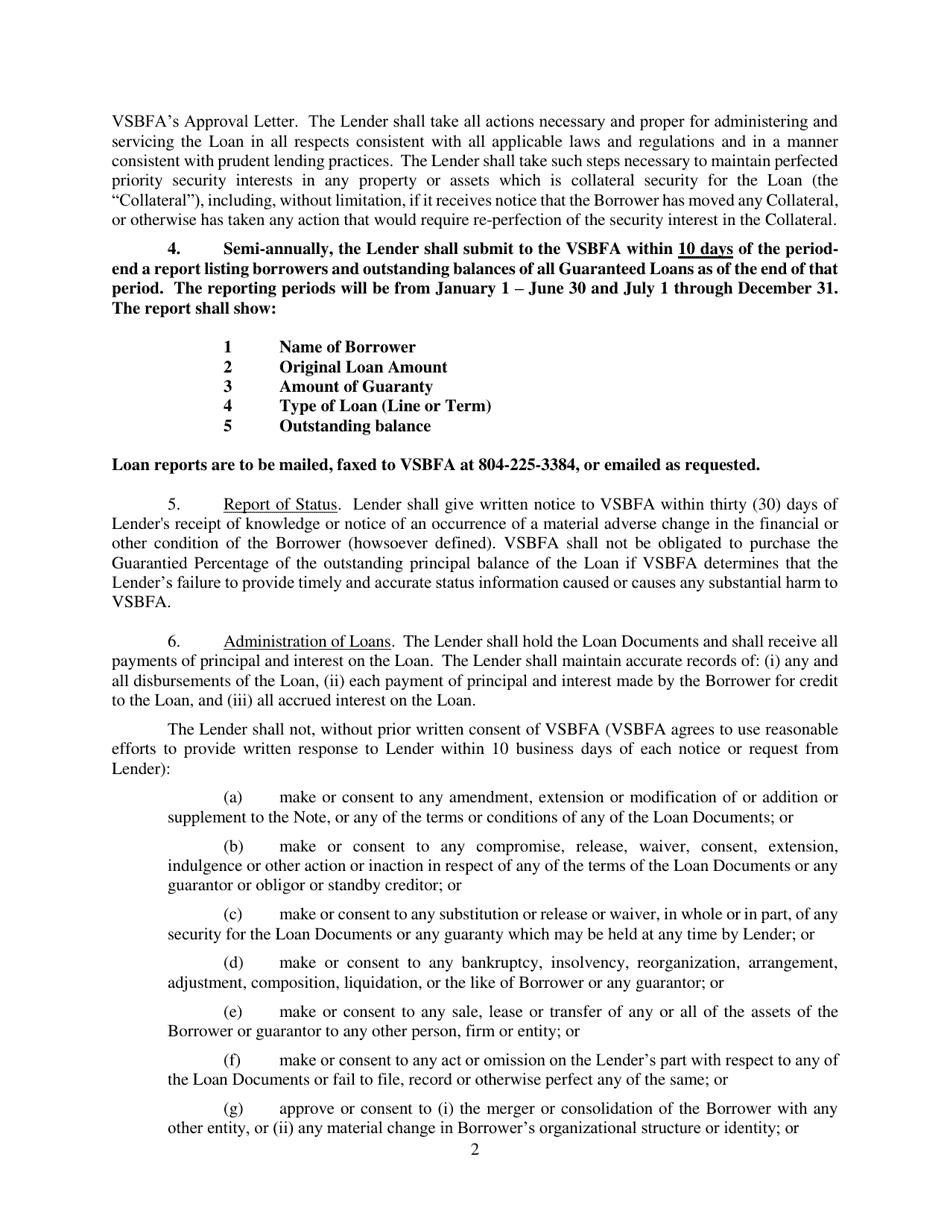 Loan Guaranty Program Agreement - Virginia, Page 2