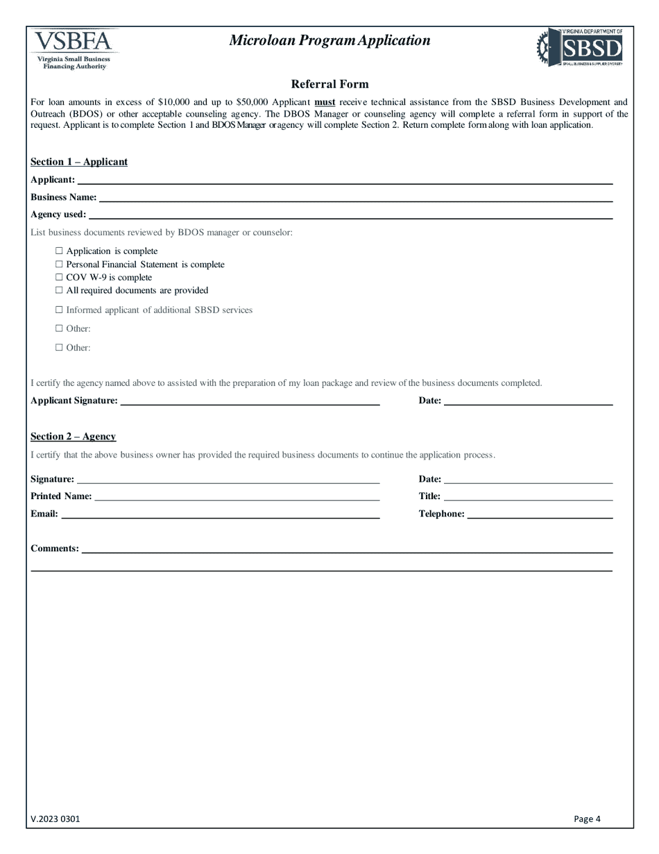 Microloan Program Application - Virginia, Page 4