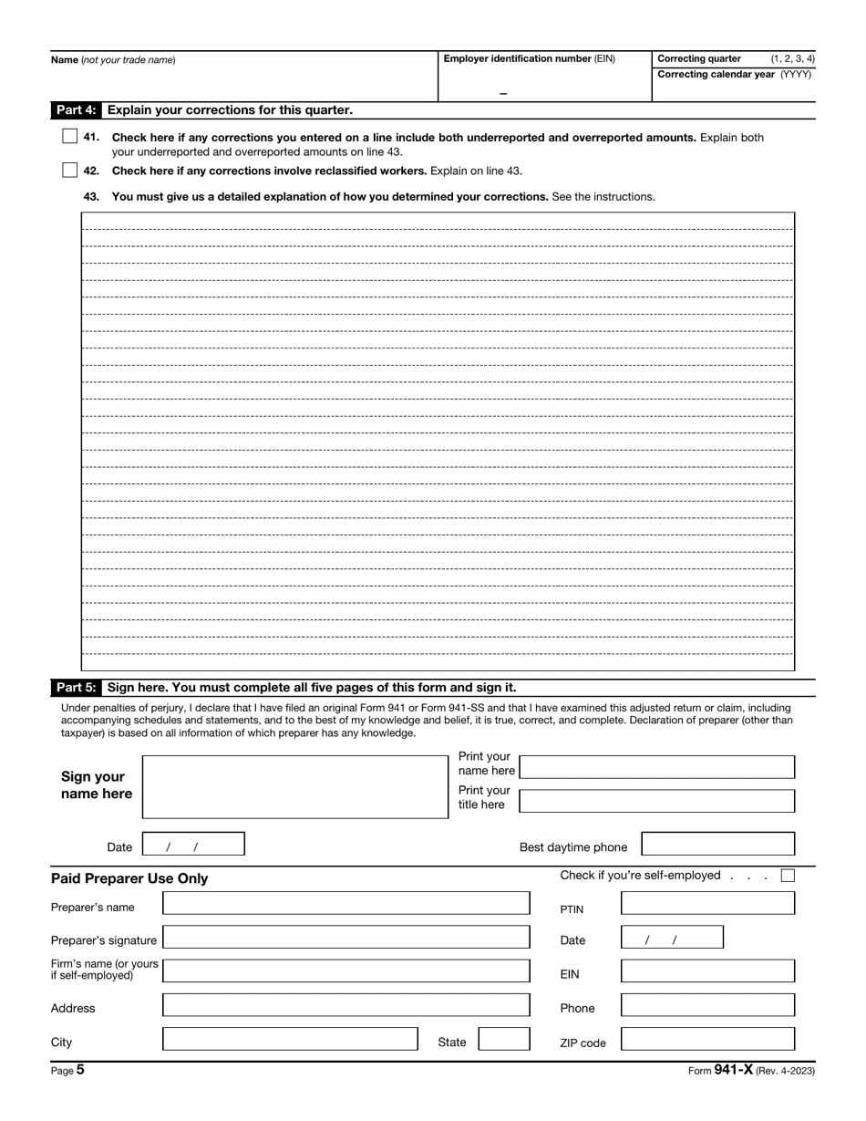 Irs Form 941 X Download Fillable Pdf Or Fill Online Adjusted Employers Quarterly Federal Tax 7582
