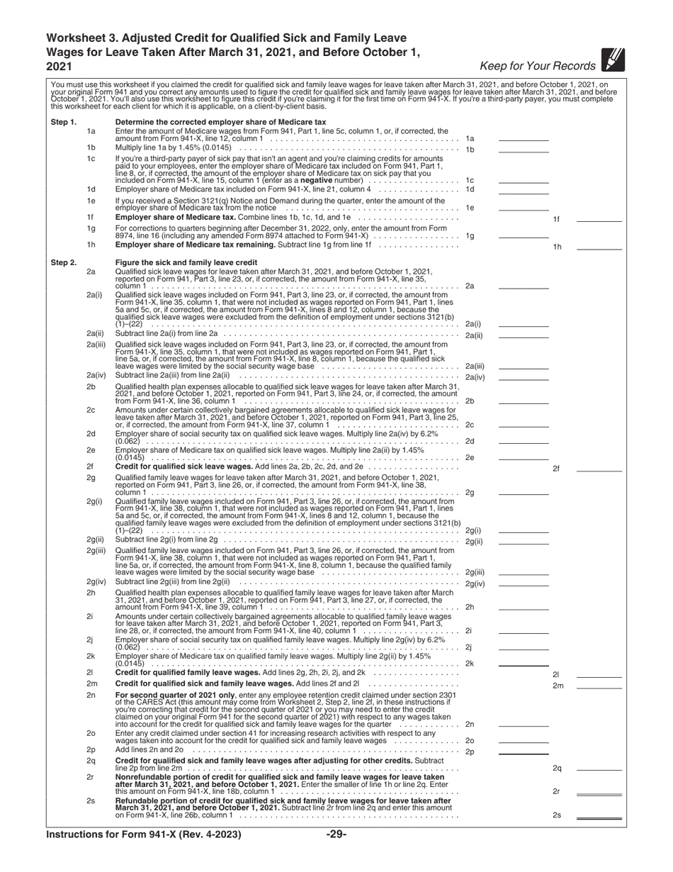 Download Instructions For Irs Form 941 X Adjusted Employers Quarterly Federal Tax Return Or 7044