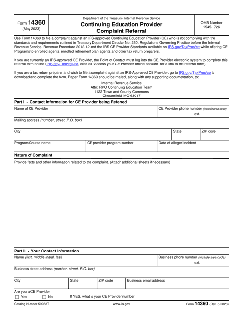 IRS Form 14360  Printable Pdf