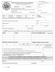 Form DTCP-BBTP-003 Public Warehouse Keeper License Application - Wisconsin