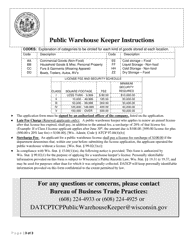 Form DTCP-BBTP-003 Public Warehouse Keeper License Application - Wisconsin, Page 3