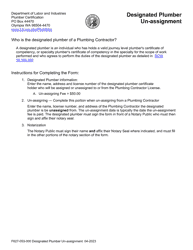 Document preview: Form F627-053-000 Designated Plumber Un-assignment - Washington