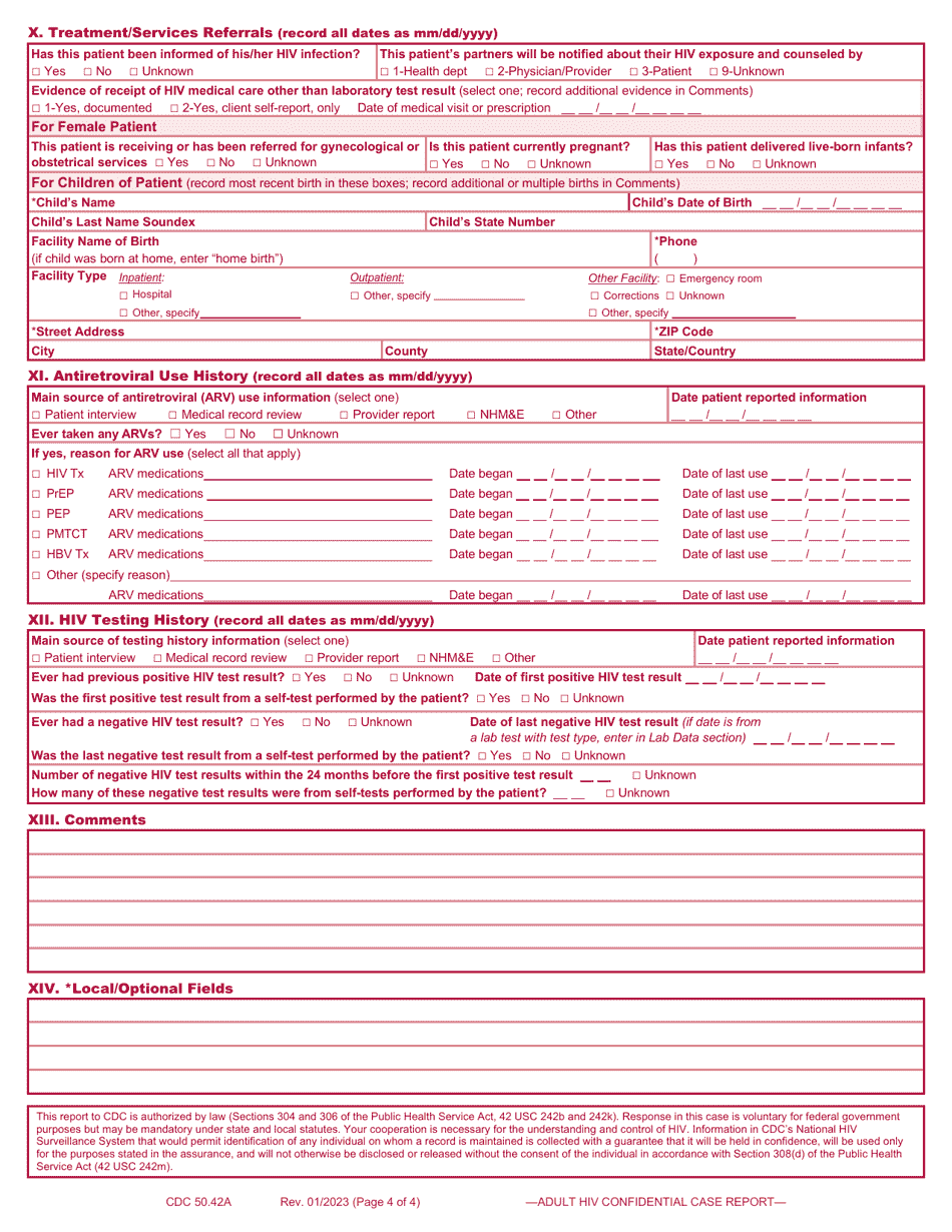 Form Cdc5042a Download Printable Pdf Or Fill Online Adult Hiv Confidential Case Report Form 7025