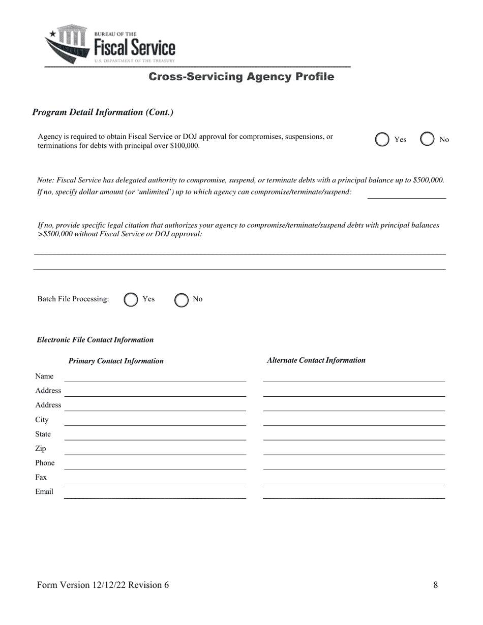 Cross-servicing Agency Profile, Page 9