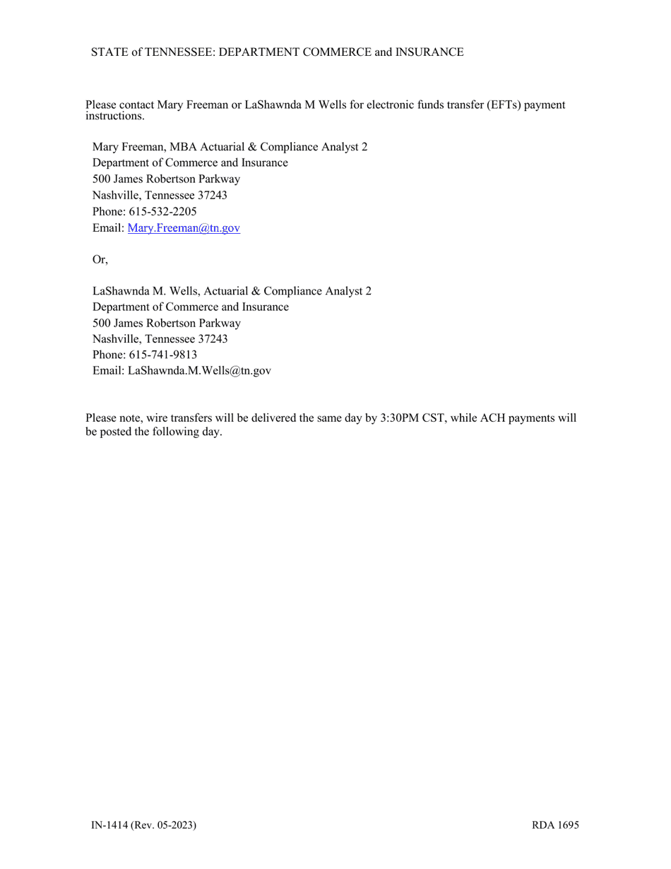 Form IN-1414 Health Care Service Utilization Review Act Application - Tennessee, Page 3