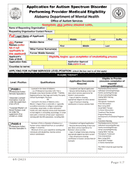 Application for Autism Spectrum Disorder Performing Provider Medicaid Eligibility - Alabama