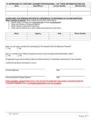 Application for Autism Spectrum Disorder Performing Provider Medicaid Eligibility - Alabama, Page 6