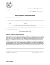 Document preview: Authorization for Release of Information - Standard Request - Alabama