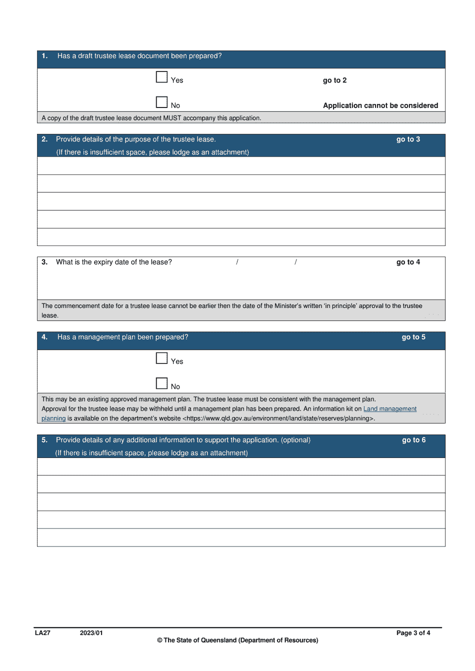 Form LA27 Part B Download Fillable PDF or Fill Online Trustee Lease ...