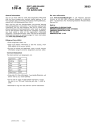 Form 109-B (COM/RAD109-B) Maryland Change of Address for Businesses - Maryland, Page 2