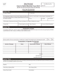 Document preview: Form A-3730 Claim for Refund (Business Taxes Only) - New Jersey