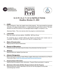 Instructions for Alabama&#039;s Places in Peril Nomination Form - Alabama