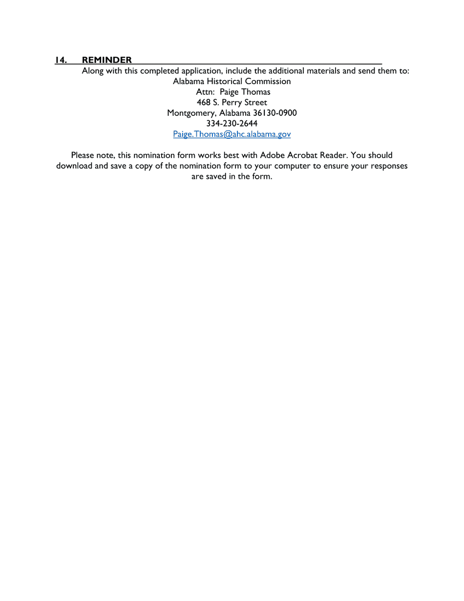 Instructions for Alabamas Places in Peril Nomination Form - Alabama, Page 4