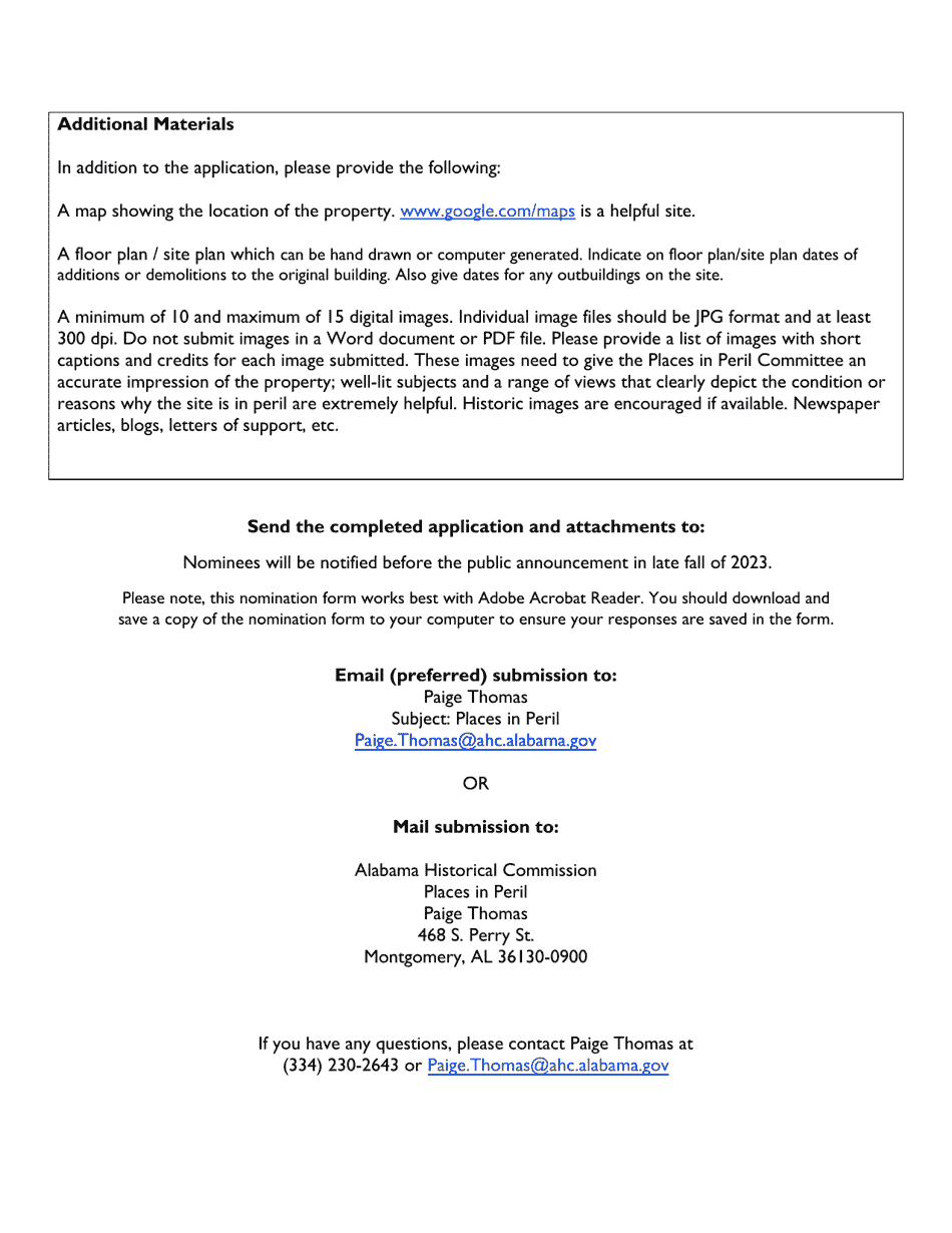 Alabamas Places in Peril Nomination Form - Alabama, Page 7