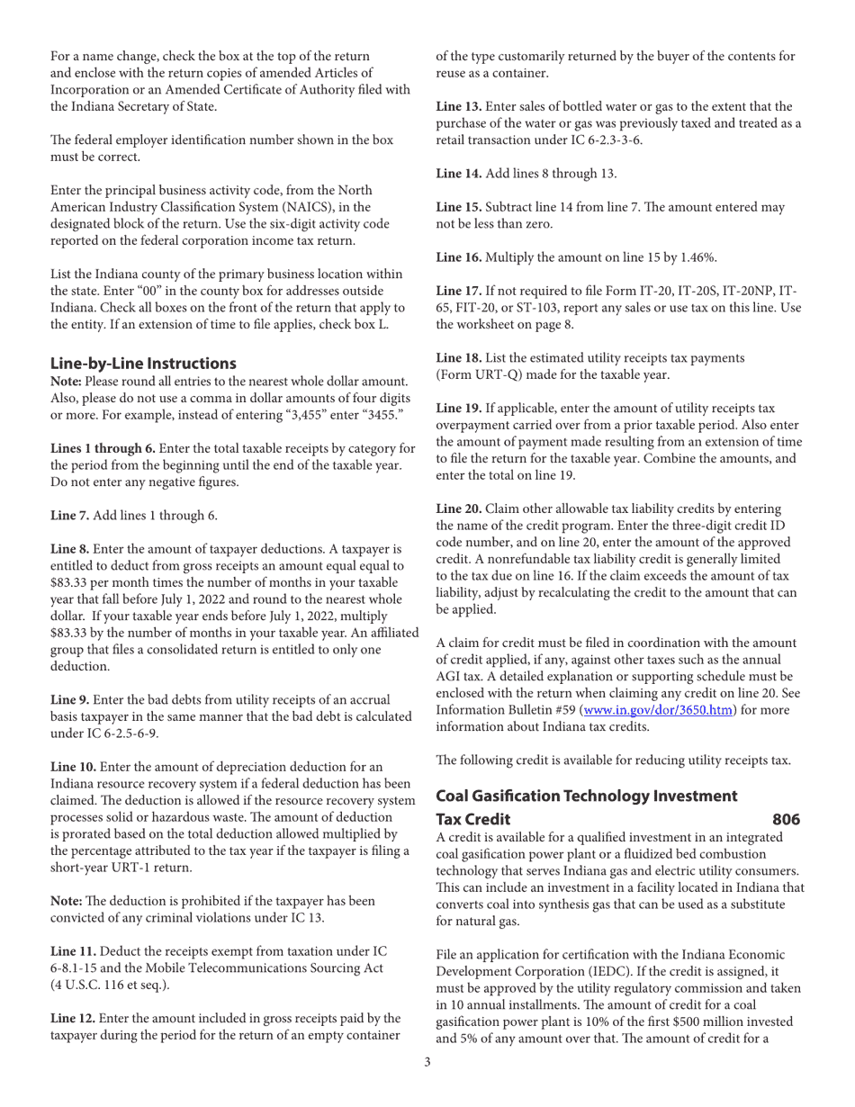 Form URT-1 (State Form 51102) Indiana Utility Receipts Tax Return - Indiana, Page 4