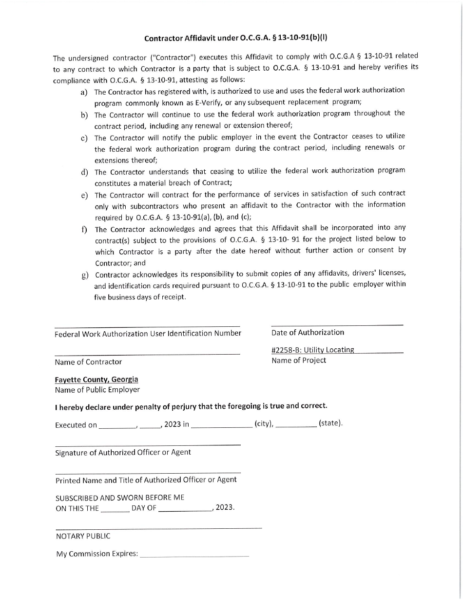Invitation to Bid 2258-b - Utility Locating - Fayette County, Georgia (United States), Page 10