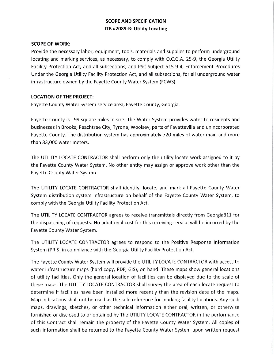 Invitation to Bid 2258-b - Utility Locating - Fayette County, Georgia (United States), Page 13