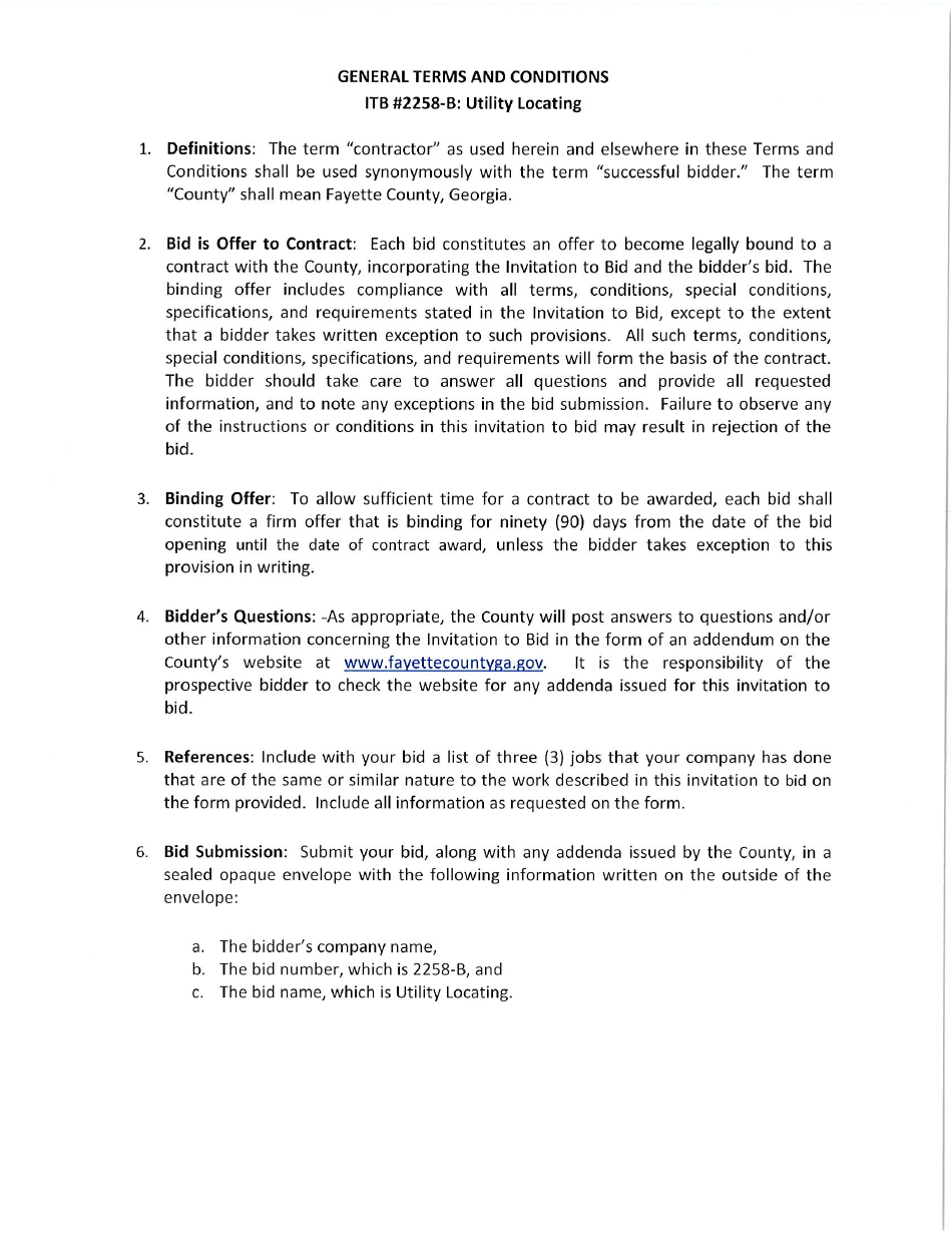 Invitation to Bid 2258-b - Utility Locating - Fayette County, Georgia (United States), Page 3