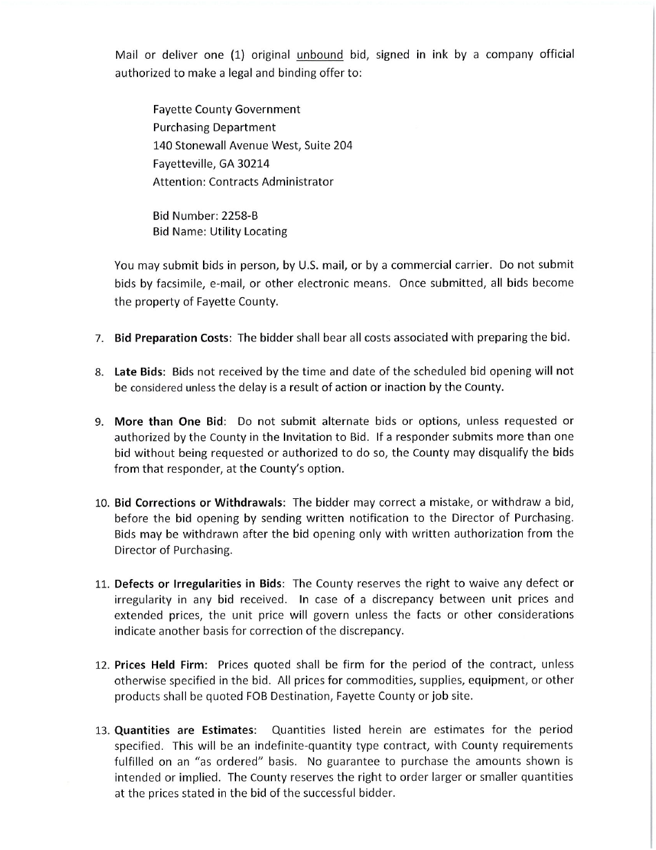 Invitation to Bid 2258-b - Utility Locating - Fayette County, Georgia (United States), Page 4