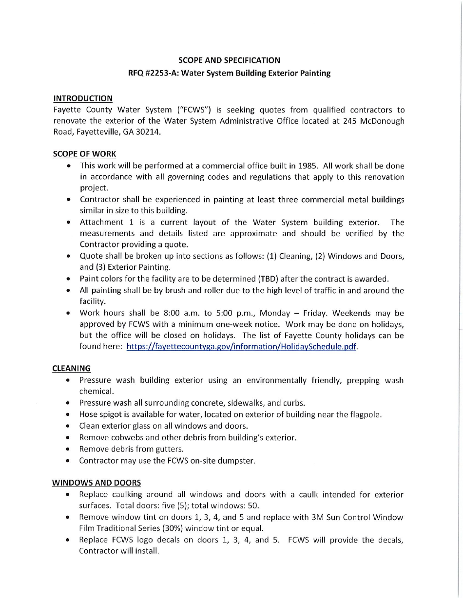 Request for Quote 2253-a - Water System Building Exterior Painting - Fayette County, Georgia (United States), Page 11
