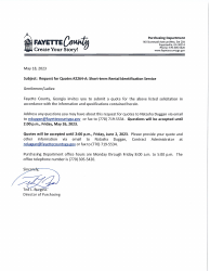 Document preview: Request for Quote 2264-a - Short-Term Rental Identification Service - Fayette County, Georgia (United States), 2023