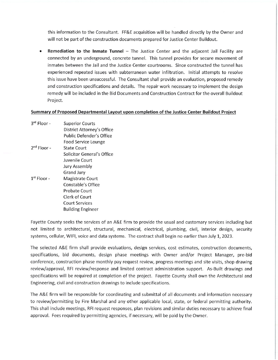 Request for Proposals 2240-p - Fayette County Justice Center Buildout - Architectural  Engineering Services - Fayette County, Georgia (United States), Page 10