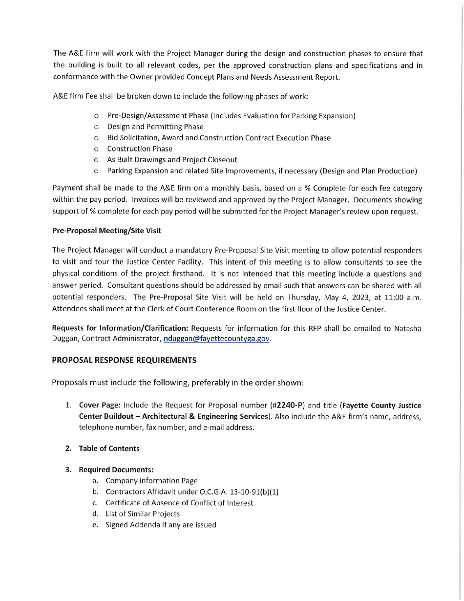 Request for Proposals 2240-p - Fayette County Justice Center Buildout - Architectural  Engineering Services - Fayette County, Georgia (United States), Page 11