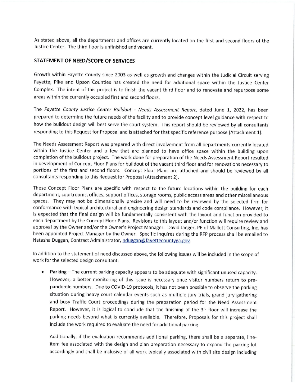 Request for Proposals 2240-p - Fayette County Justice Center Buildout - Architectural  Engineering Services - Fayette County, Georgia (United States), Page 8