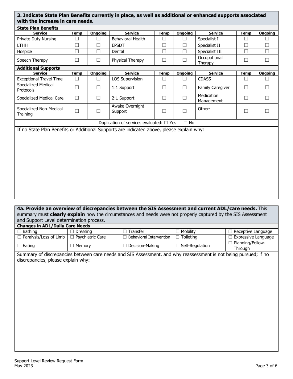 Support Level Review Request Form - Colorado, Page 3