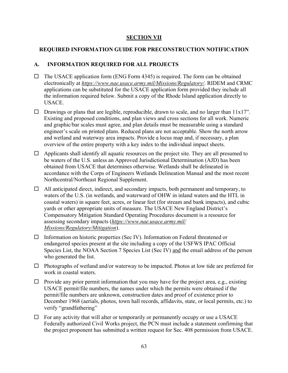 Pre-construction Notification - Ridot and Army Corps of Engineers Ri Programmatic General Permit Application Review Checklist - Rhode Island, Page 3