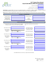 Form TR11 Ojt Trainee Recruitment Good Faith Efforts (GFE) Documentation - Rhode Island