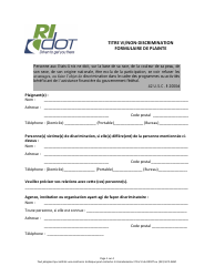 Document preview: Title VI/Nondiscrimination Complaint Form - Rhode Island (French)