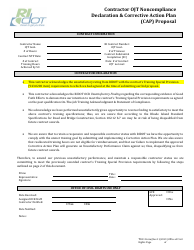 Document preview: Form TR13 Contractor Ojt Noncompliance Declaration & Corrective Action Plan (CAP) Proposal - Rhode Island