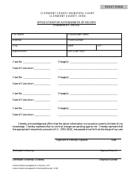 Application for Expungement of Record - Clermont County, Ohio