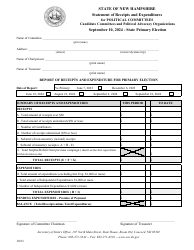 Document preview: Statement of Receipts and Expenditures for Political Committees - Primary Election - New Hampshire, 2024