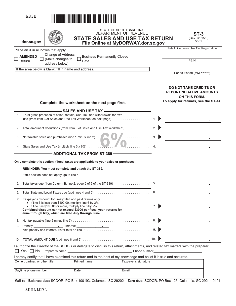 Form ST-3 Download Printable PDF Or Fill Online State Sales And Use Tax ...